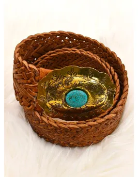 Janna Tan Belt Gold/Turquoise
