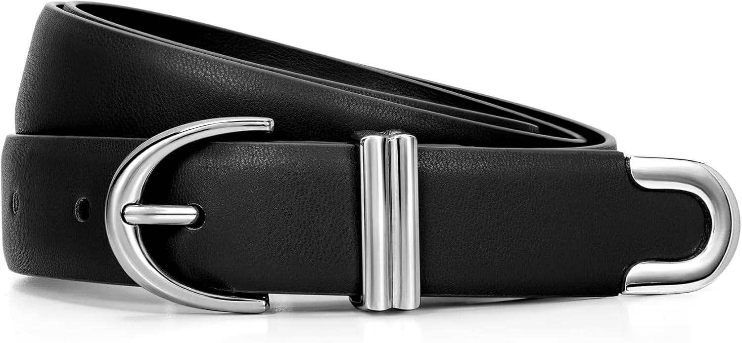 JASGOOD Women Leather Belt for Jeans Pants Fashion Gold Buckle Ladies Waist Belt