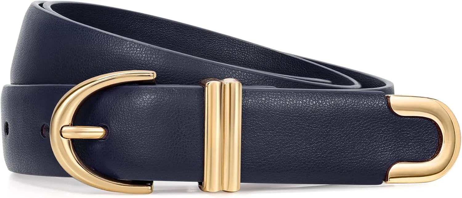 JASGOOD Women Leather Belt for Jeans Pants Fashion Gold Buckle Ladies Waist Belt
