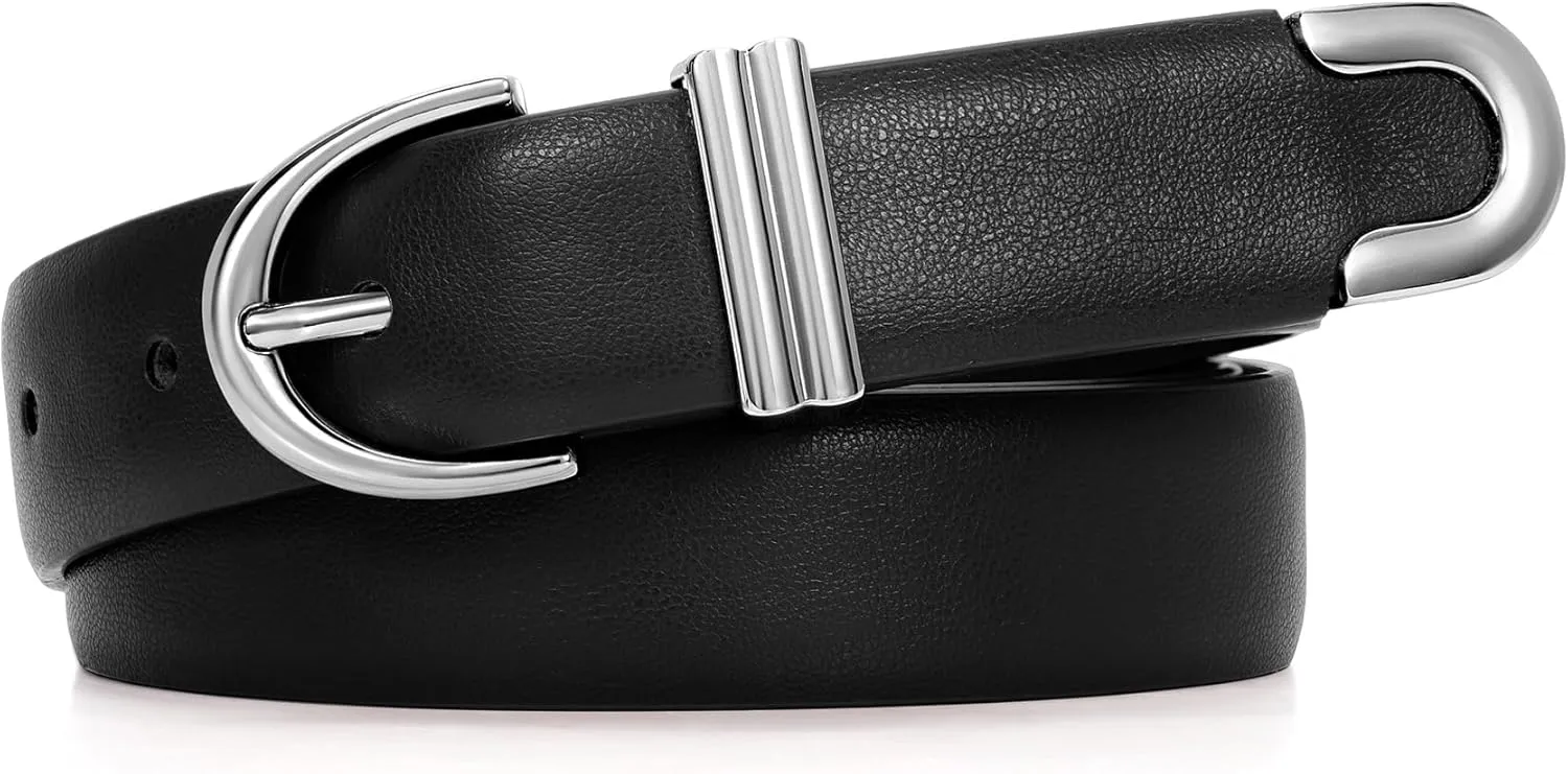 JASGOOD Women Leather Belt for Jeans Pants Fashion Gold Buckle Ladies Waist Belt
