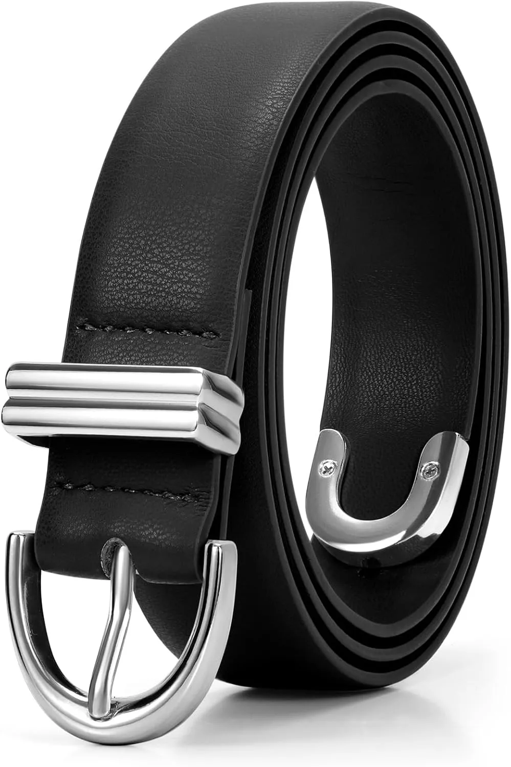 JASGOOD Women Leather Belt for Jeans Pants Fashion Gold Buckle Ladies Waist Belt