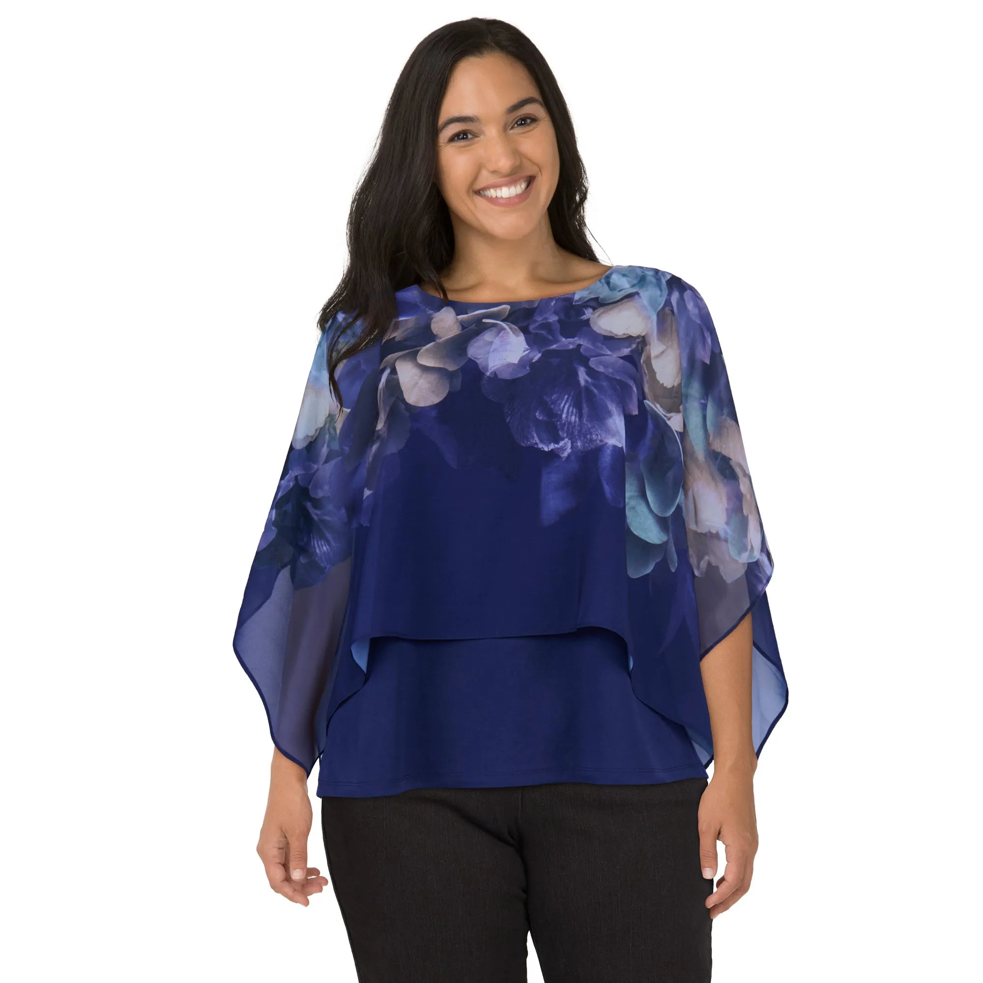 lily morgan Women's City Chic Printed Layered Blouse