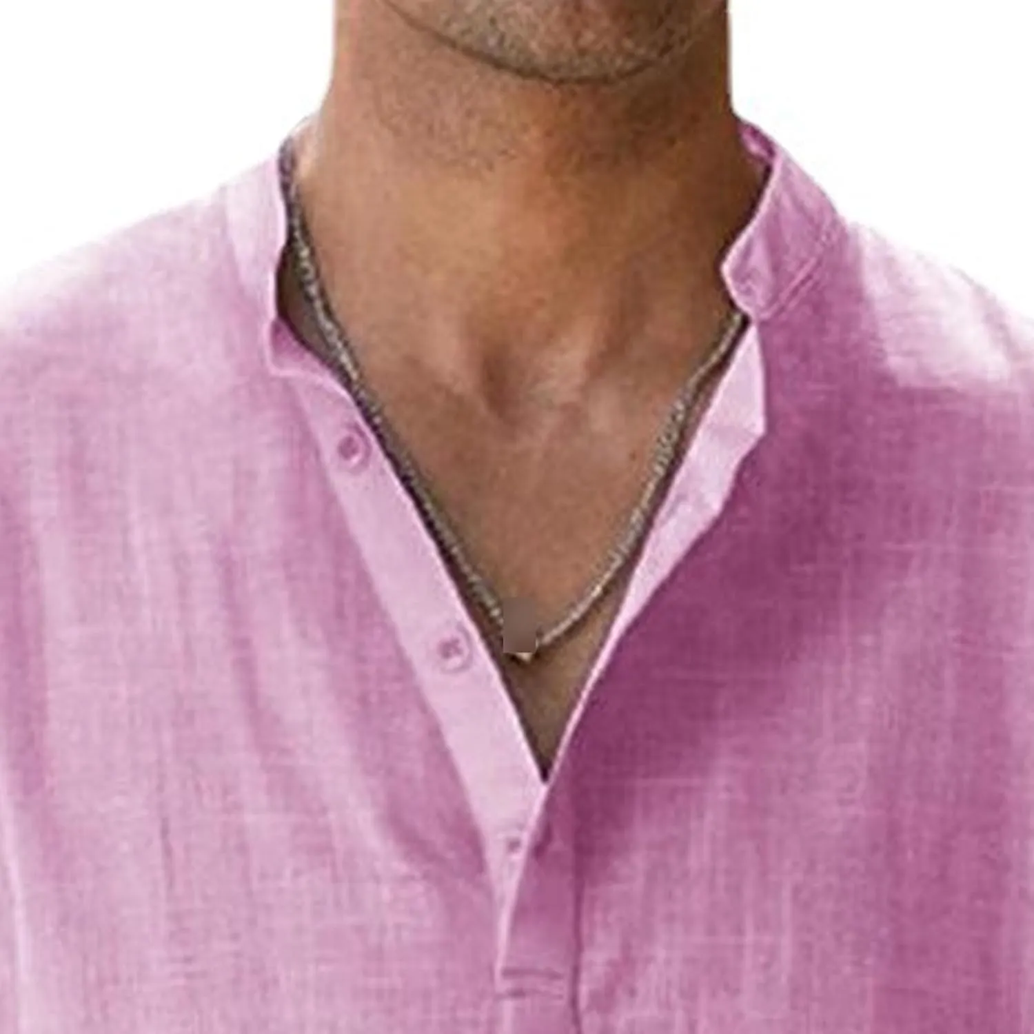 Maiyifu-GJ Men's Linen Stand Collar Long Sleeve Shirt Cotton Hippie Beach Breathable T Shirt Casual Lightweight Loose Shirt