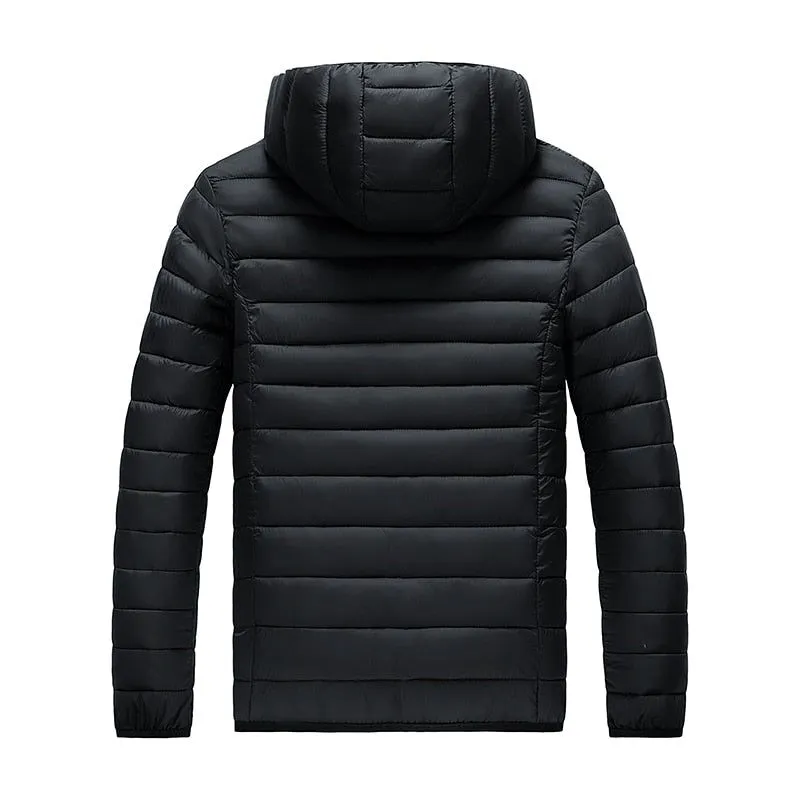 Men's Autumn Winter Warm Casual Windproof Hooded Slim Jacket