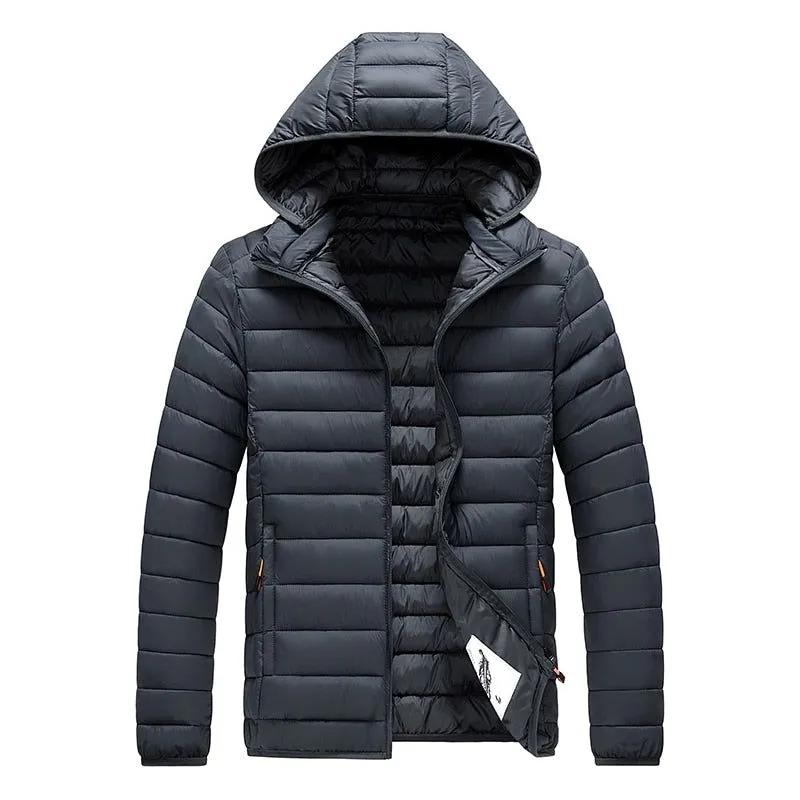 Men's Autumn Winter Warm Casual Windproof Hooded Slim Jacket