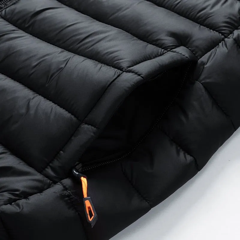 Men's Autumn Winter Warm Casual Windproof Hooded Slim Jacket