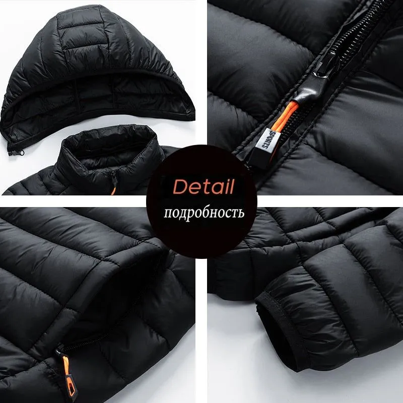 Men's Autumn Winter Warm Casual Windproof Hooded Slim Jacket