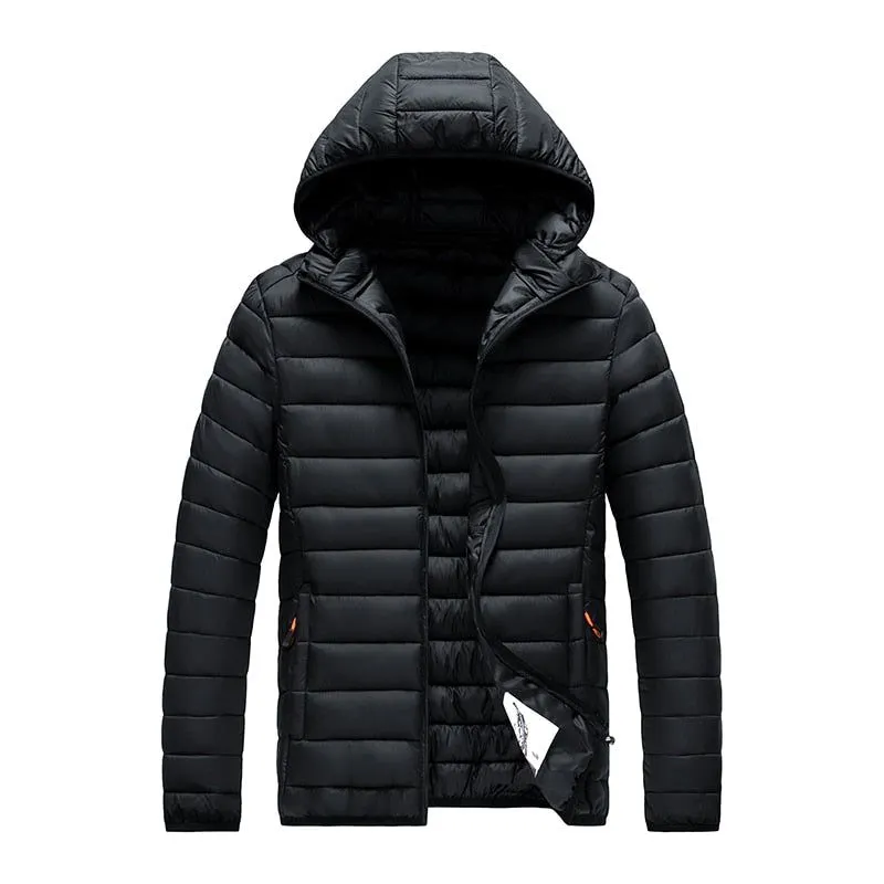 Men's Autumn Winter Warm Casual Windproof Hooded Slim Jacket