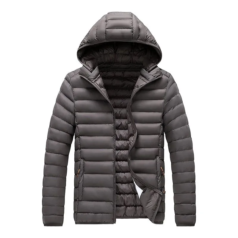 Men's Autumn Winter Warm Casual Windproof Hooded Slim Jacket