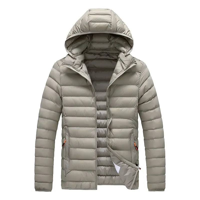 Men's Autumn Winter Warm Casual Windproof Hooded Slim Jacket
