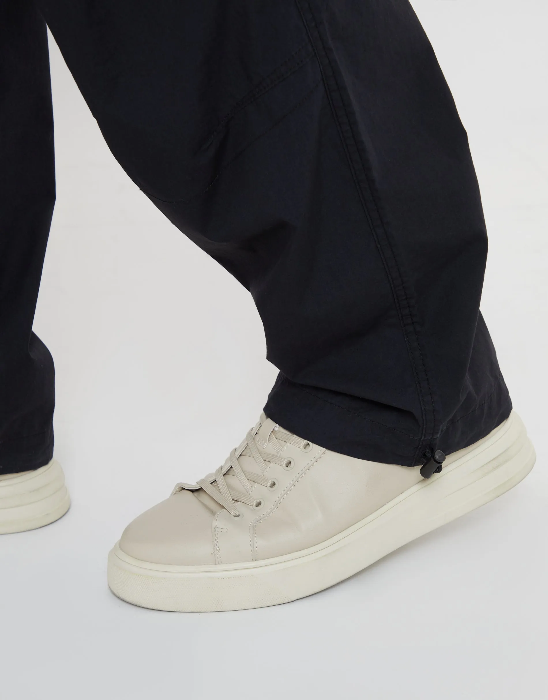Men's Black Relaxed Fit Jogger Style Cuffed Trousers
