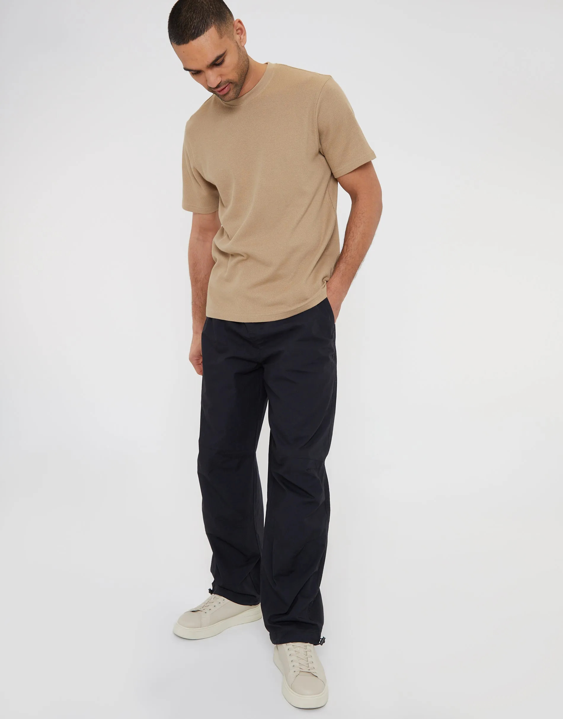 Men's Black Relaxed Fit Jogger Style Cuffed Trousers