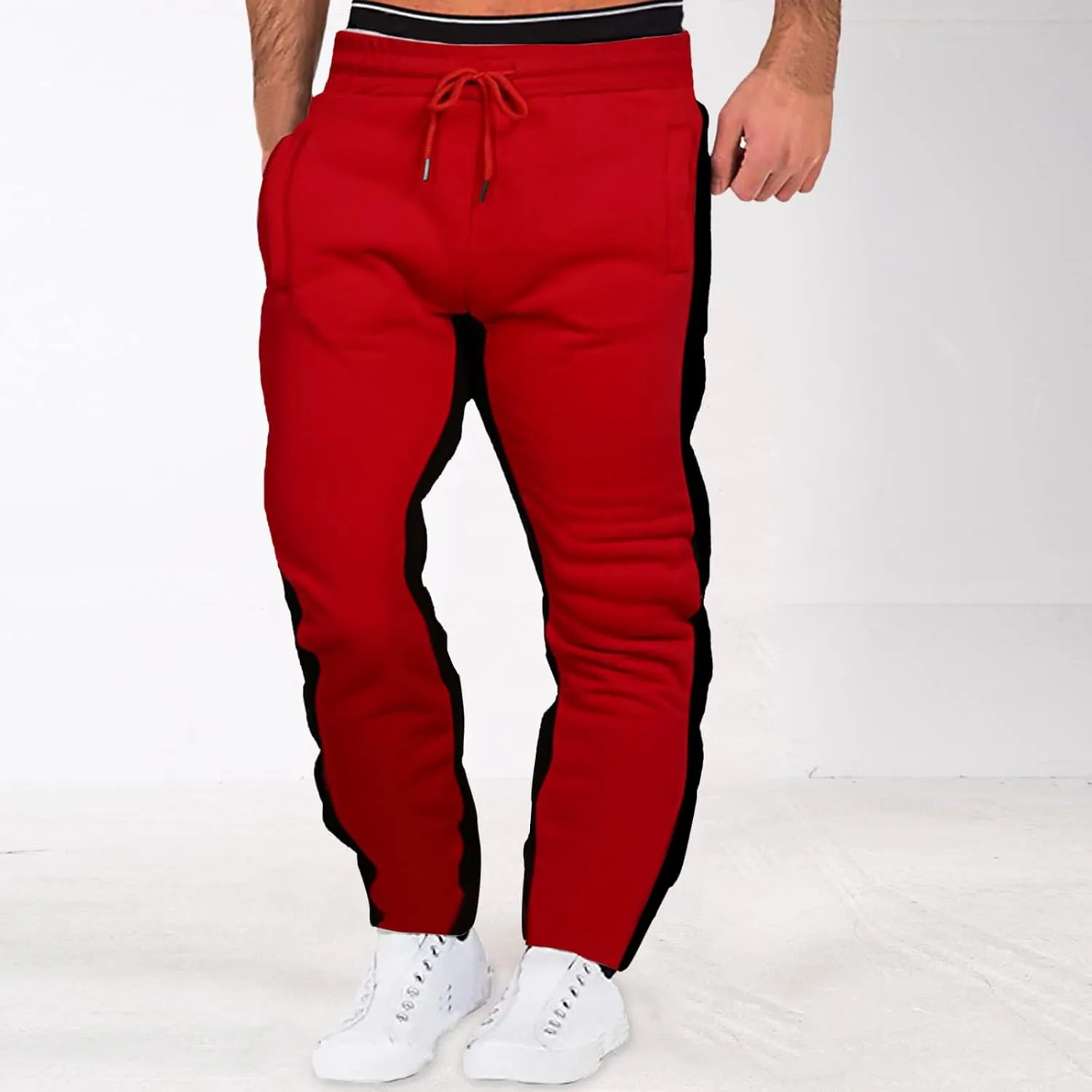 Men's Cargo Sweatpants Joggers Men's Heavyweight Cargo Pants Elastic Waist Drawstring Jogger Sweatpants Straight Multi