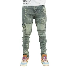 Men's Distressed Cargo Denim Jeans