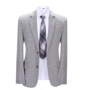 Men's Formal White Houndstooth Notch Lapel Blazer
