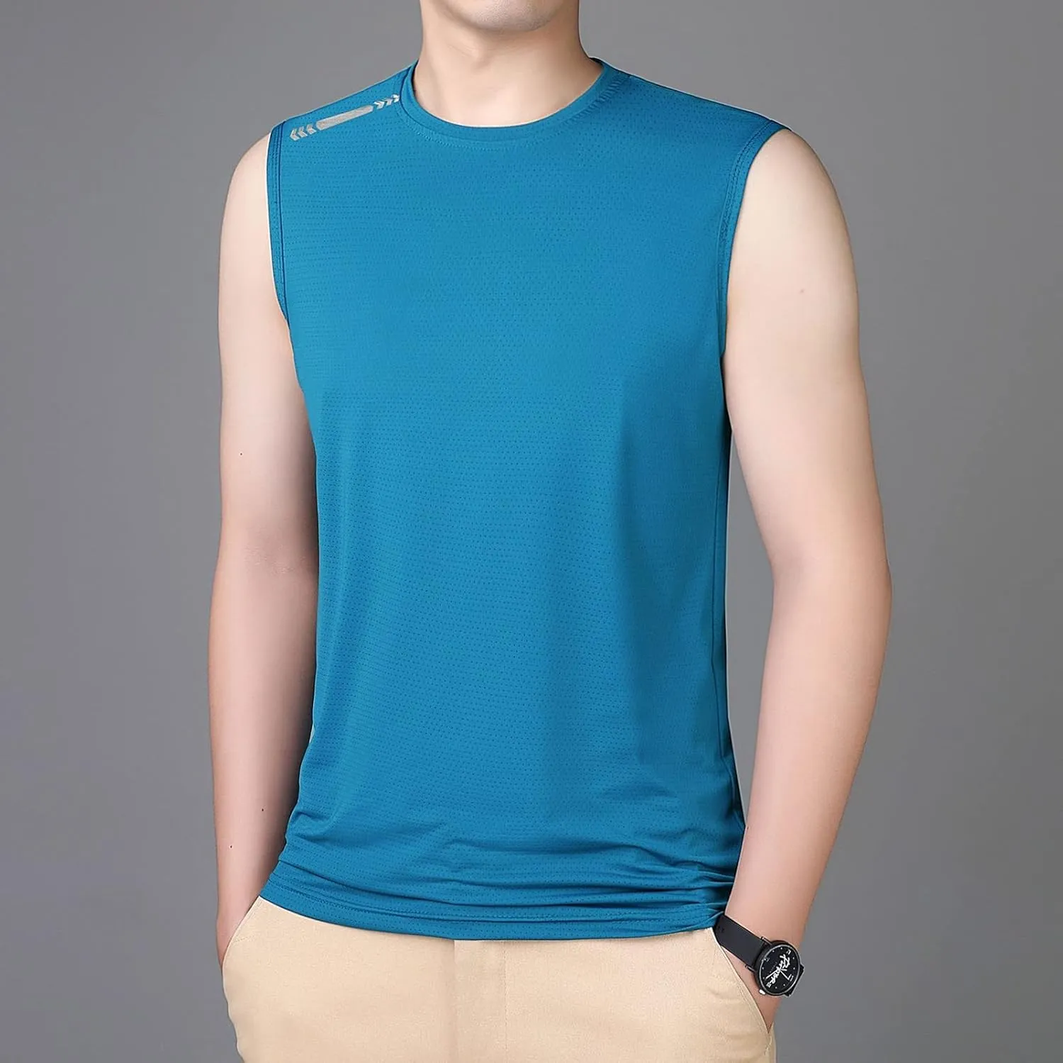 Men's Ice Silk Sport Tank Top Sleeveless Quick Dry Training Shirt Lightweight Breathable Gym Workout Cooling Muscle Shirt