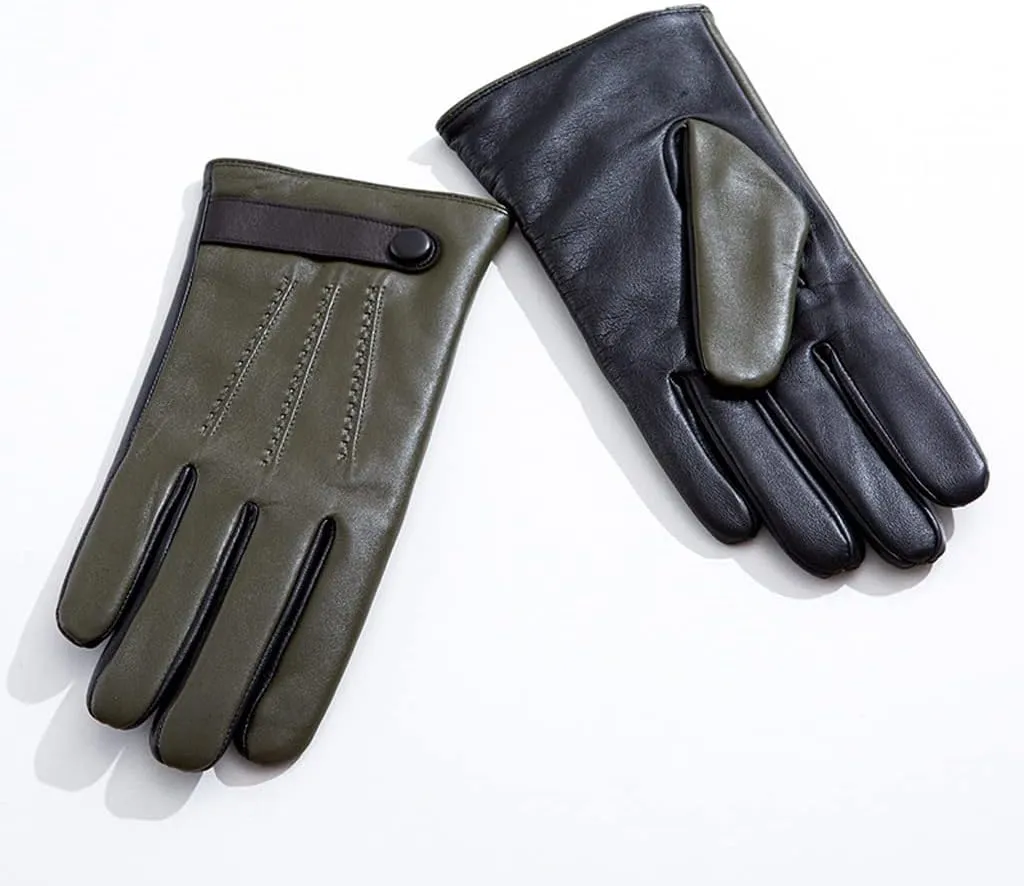 Men's Leather Wool Gloves Outdoor Driving Riding BusinessWarm Cue Gloves