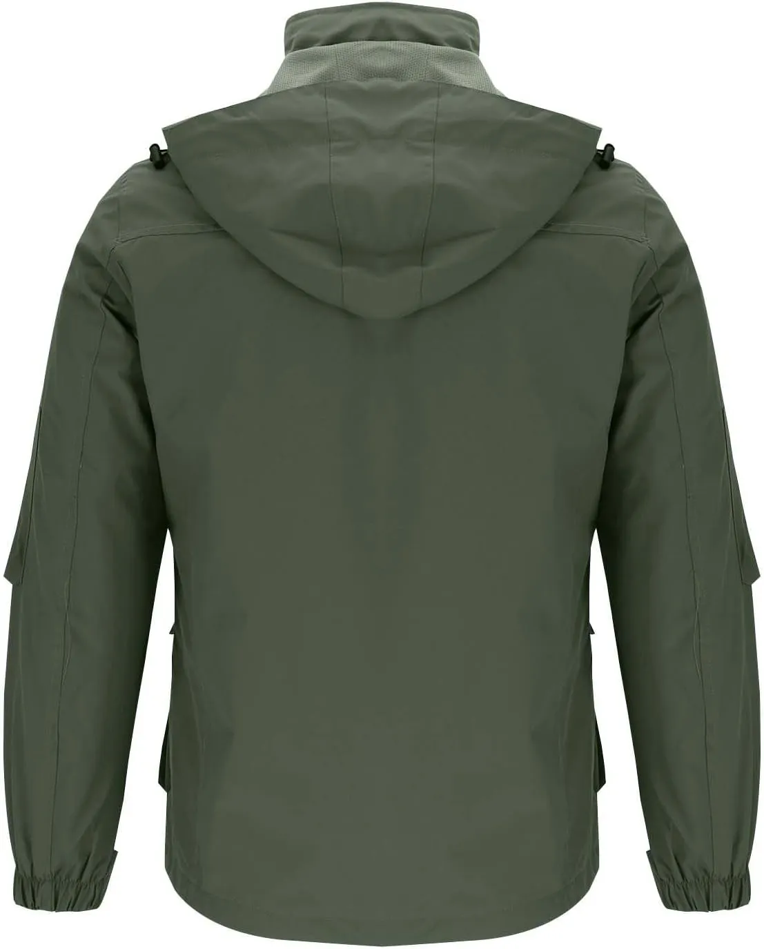 Men's Winter Jacket Lightweight Breathable Coats Warm Cargo Jackets Multi Pockets Stand Collar Jacket with Hooded