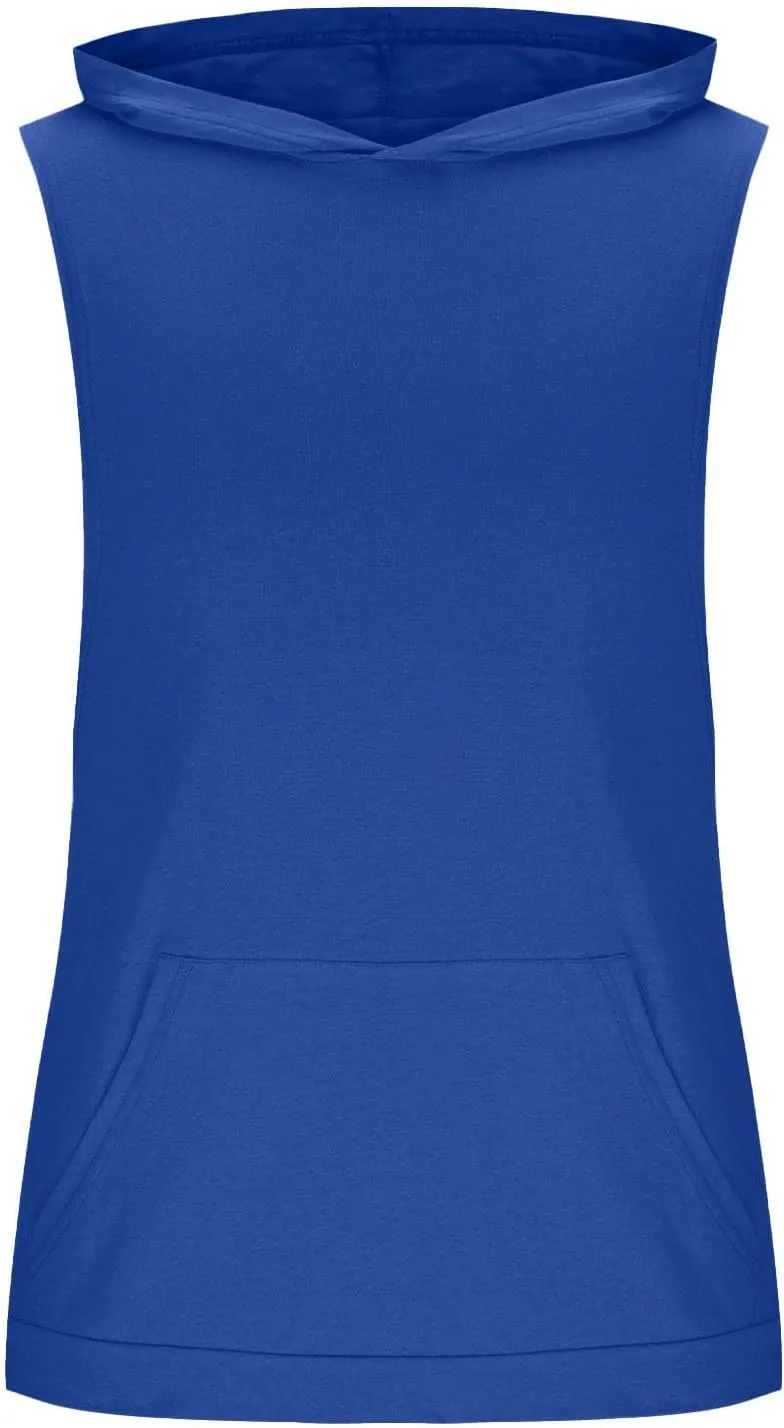 Mens Workout Hooded Tank Tops Bodybuilding Muscle Cut Off Tshirt Sports Training Sleeveless Gym Hoodies Summer Casual