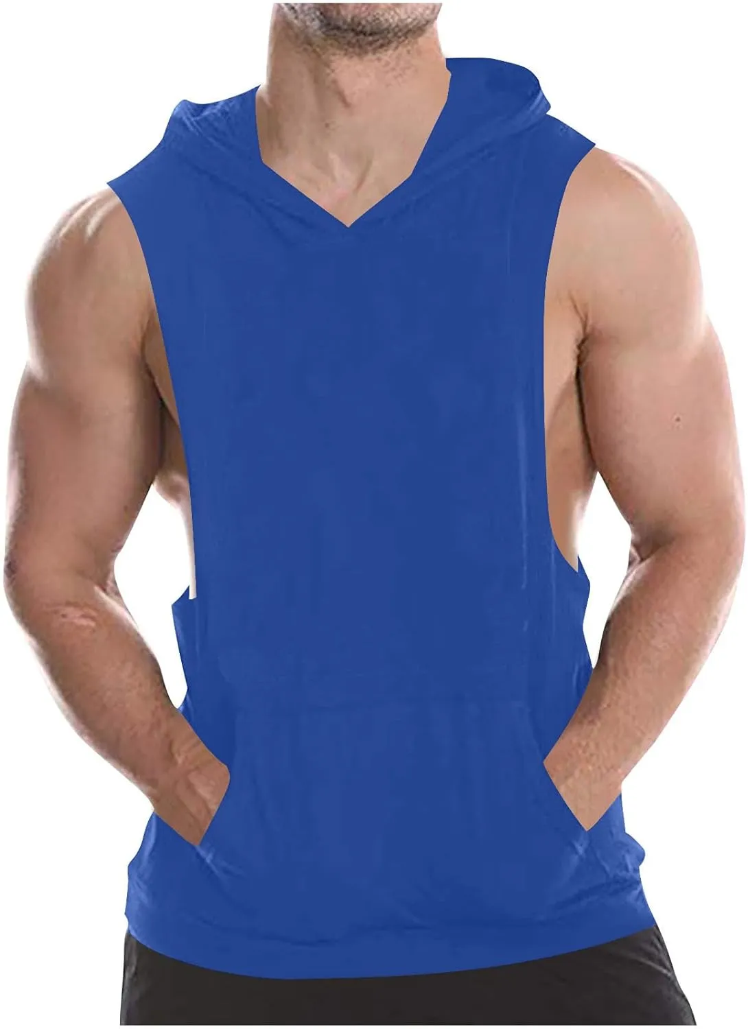 Mens Workout Hooded Tank Tops Bodybuilding Muscle Cut Off Tshirt Sports Training Sleeveless Gym Hoodies Summer Casual