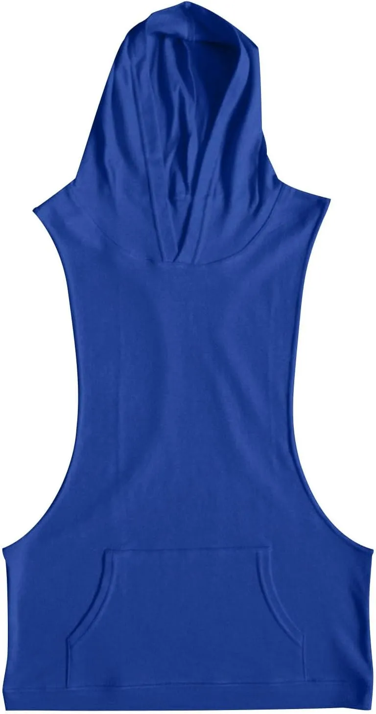 Mens Workout Hooded Tank Tops Bodybuilding Muscle Cut Off Tshirt Sports Training Sleeveless Gym Hoodies Summer Casual