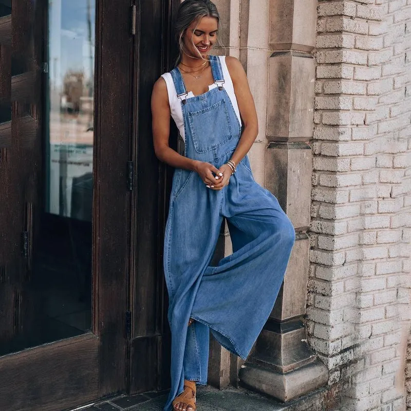 New women's loose sleeveless denim Suspenders