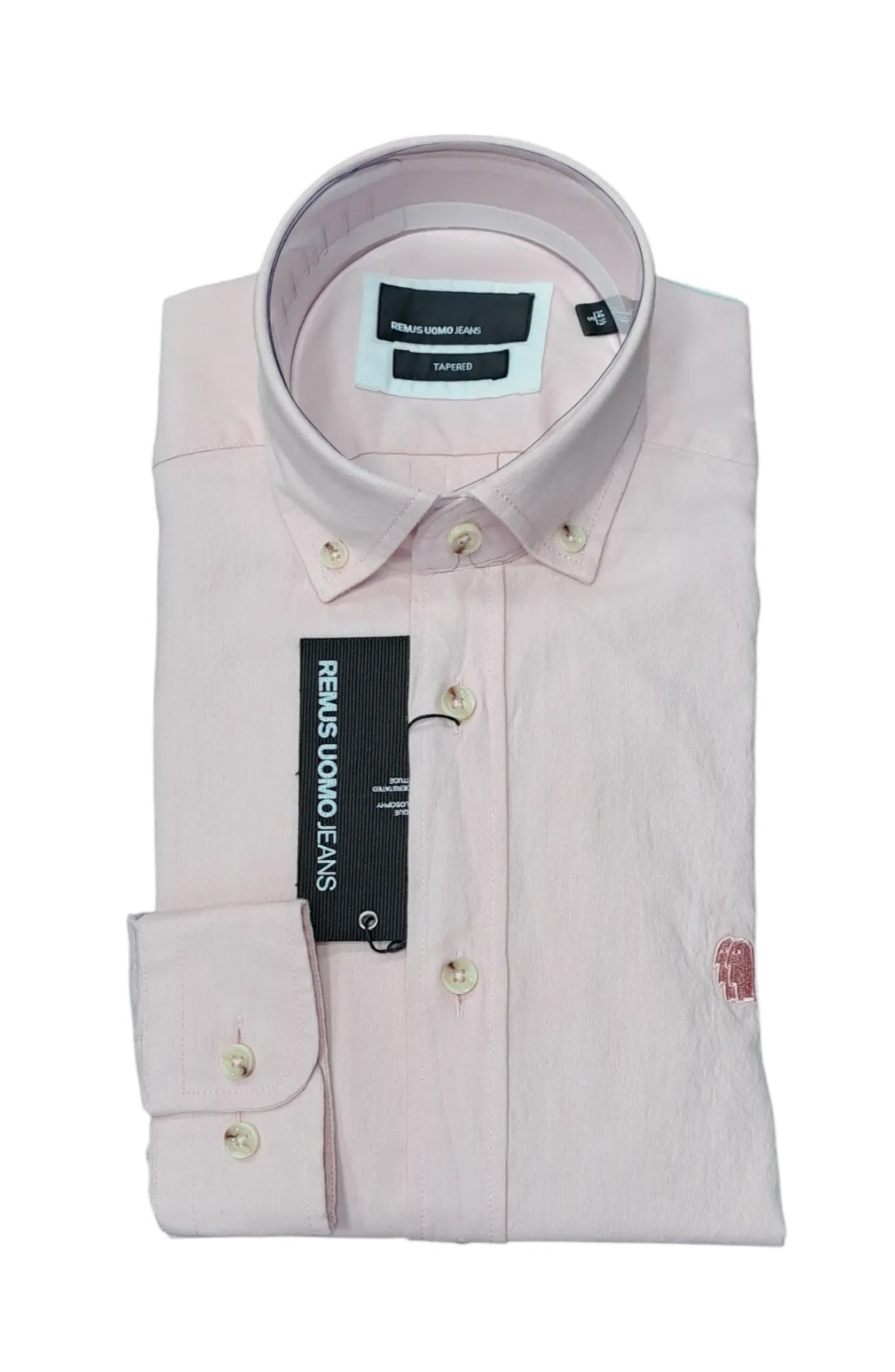 Remus Uomo Tapered Fit Oxford Casual Shirt - Pink