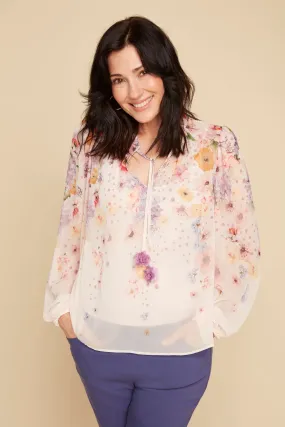 Renuar Woven Floral Blouse R5143-110-ROSECO Rosette Combo