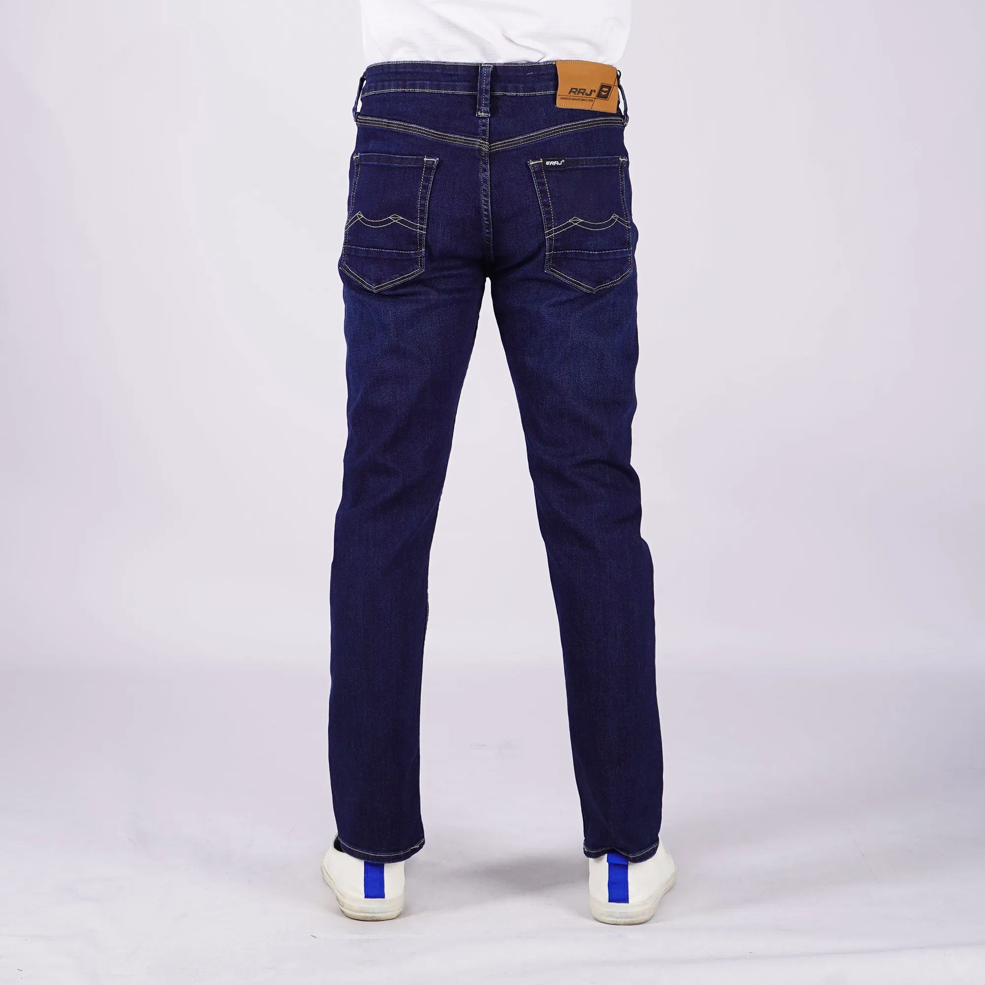 RRJ Men's Basic Denim Pants Superskinny Fitting Mid-Rise Extreme with Details Fabric 172141 (Dark Shade)
