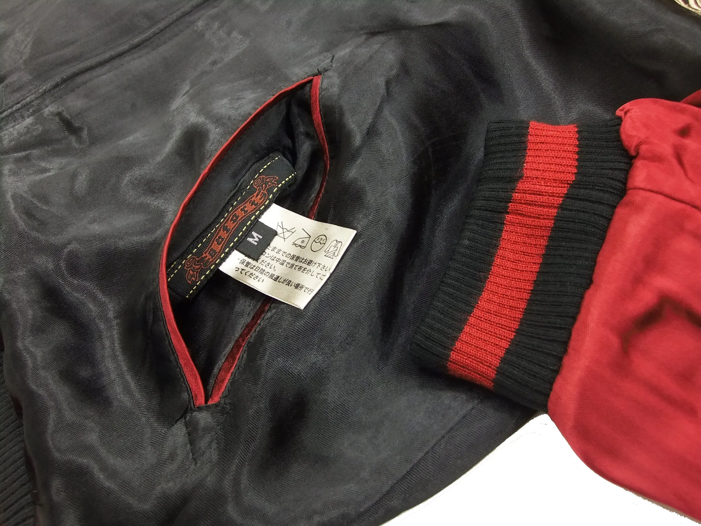 SATORI Japanese Souvenir Jacket Dragon Men's Sukajan GSJR-001 Black/Wine