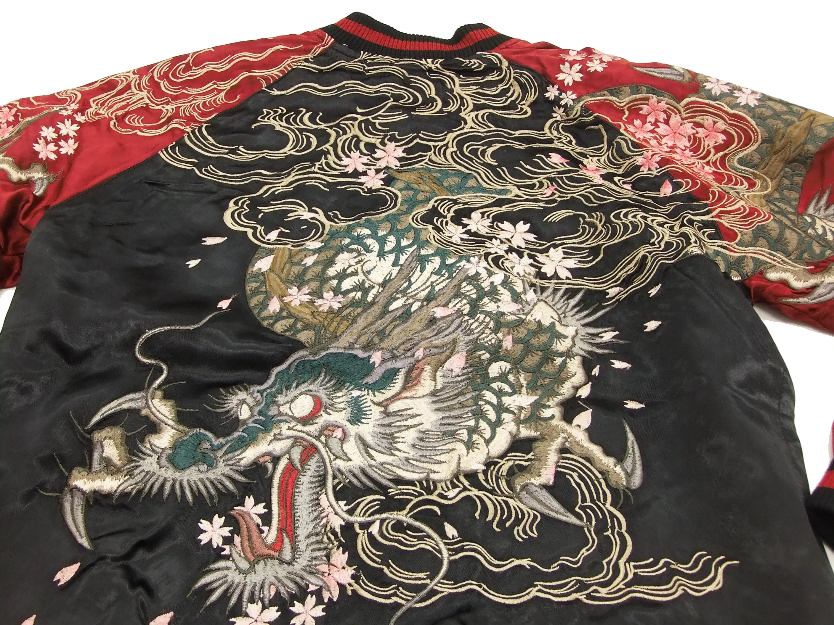 SATORI Japanese Souvenir Jacket Dragon Men's Sukajan GSJR-001 Black/Wine