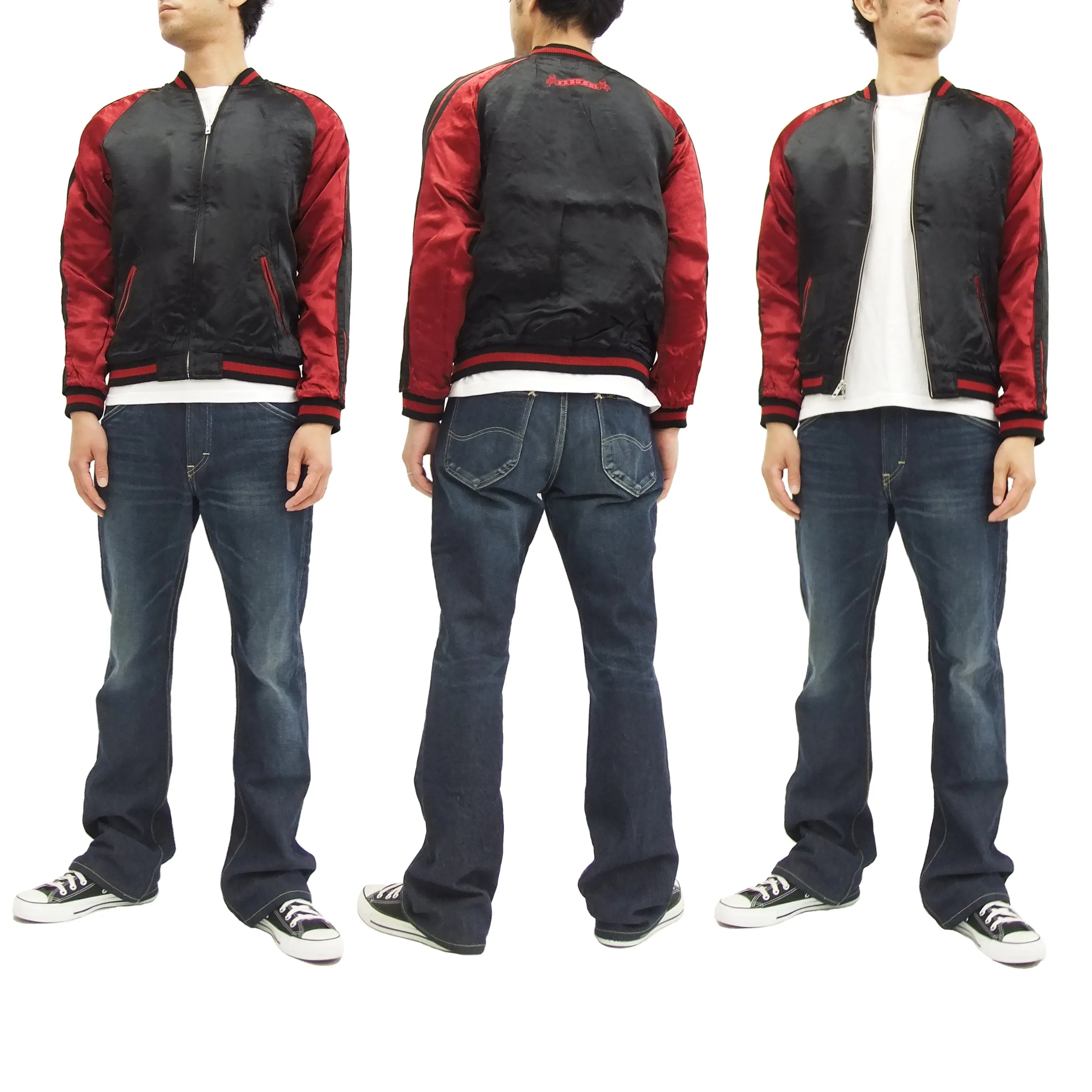 SATORI Japanese Souvenir Jacket Dragon Men's Sukajan GSJR-001 Black/Wine