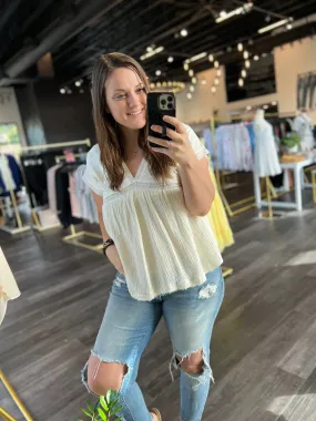 Sienna Lace Accent Top (Buttercream)