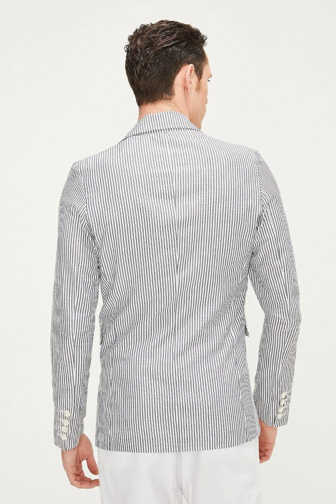 Summer Striped Blazer - Dark Navy
