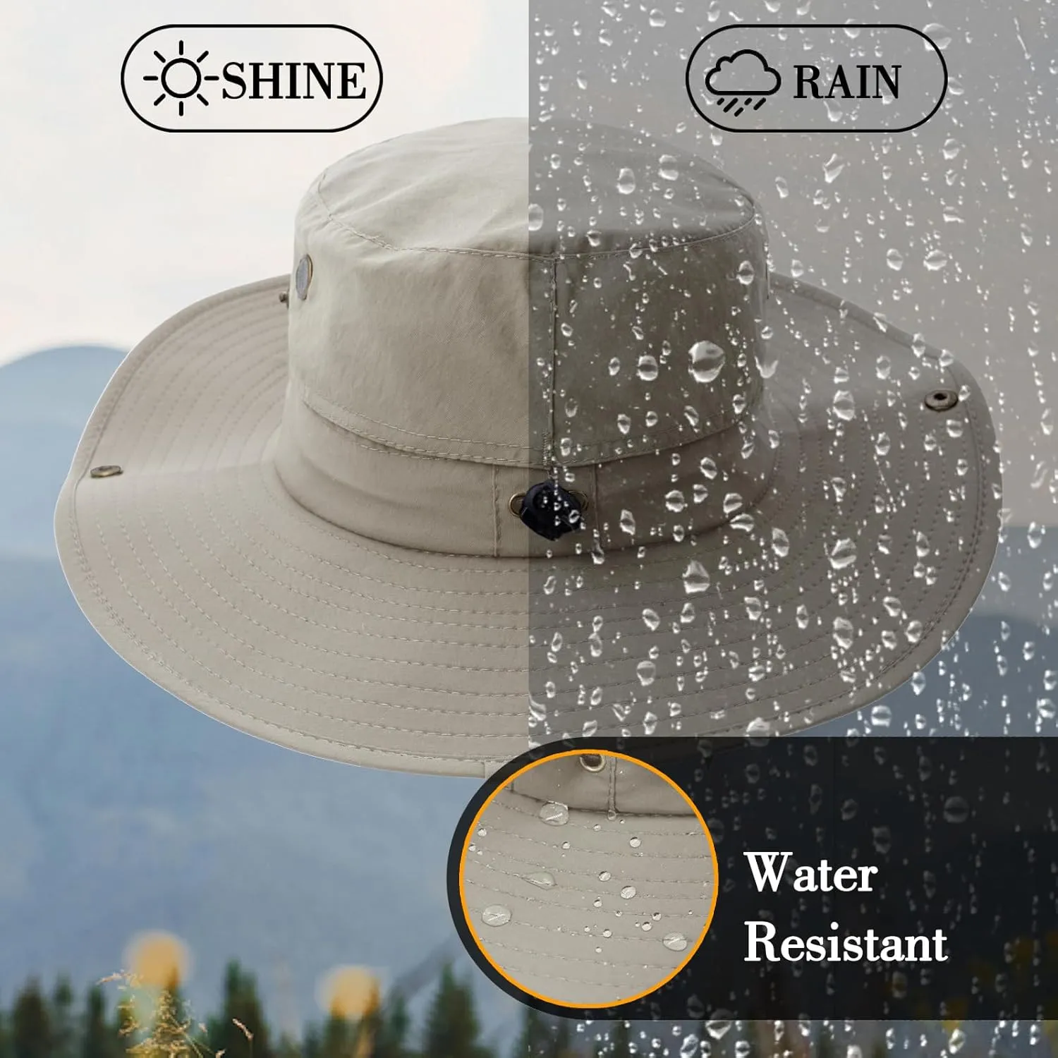 Sun Hat for Men Women UPF 50  Fishing Hat Wide Brim Bucket Hat with UV Protection Summer Hat for Hiking, Beach, Safari