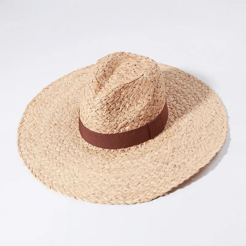 Sun Hats for Women - Wide Brim Fedora Raffia Straw Hat - British Top Beach Hats for Summer Vacation