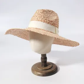 Sun Hats for Women - Wide Brim Fedora Raffia Straw Hat - British Top Beach Hats for Summer Vacation