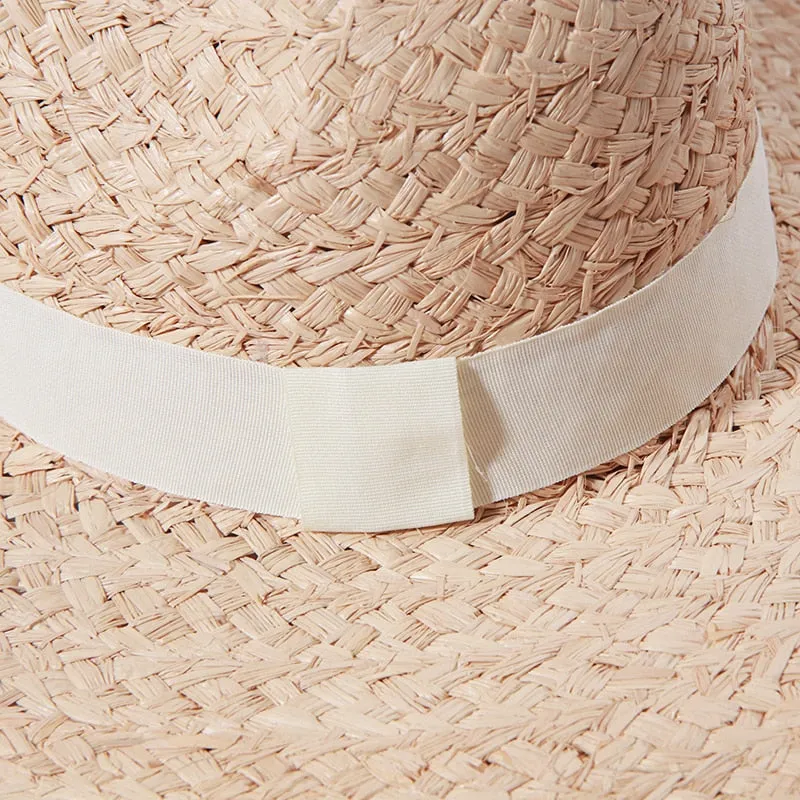 Sun Hats for Women - Wide Brim Fedora Raffia Straw Hat - British Top Beach Hats for Summer Vacation