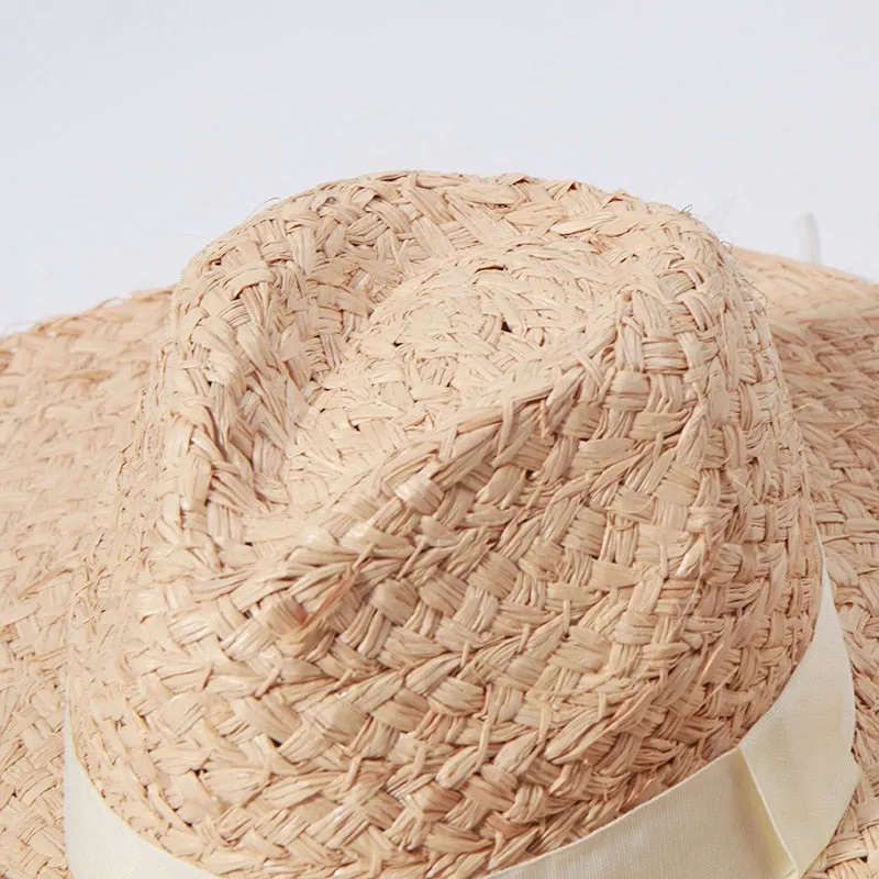 Sun Hats for Women - Wide Brim Fedora Raffia Straw Hat - British Top Beach Hats for Summer Vacation