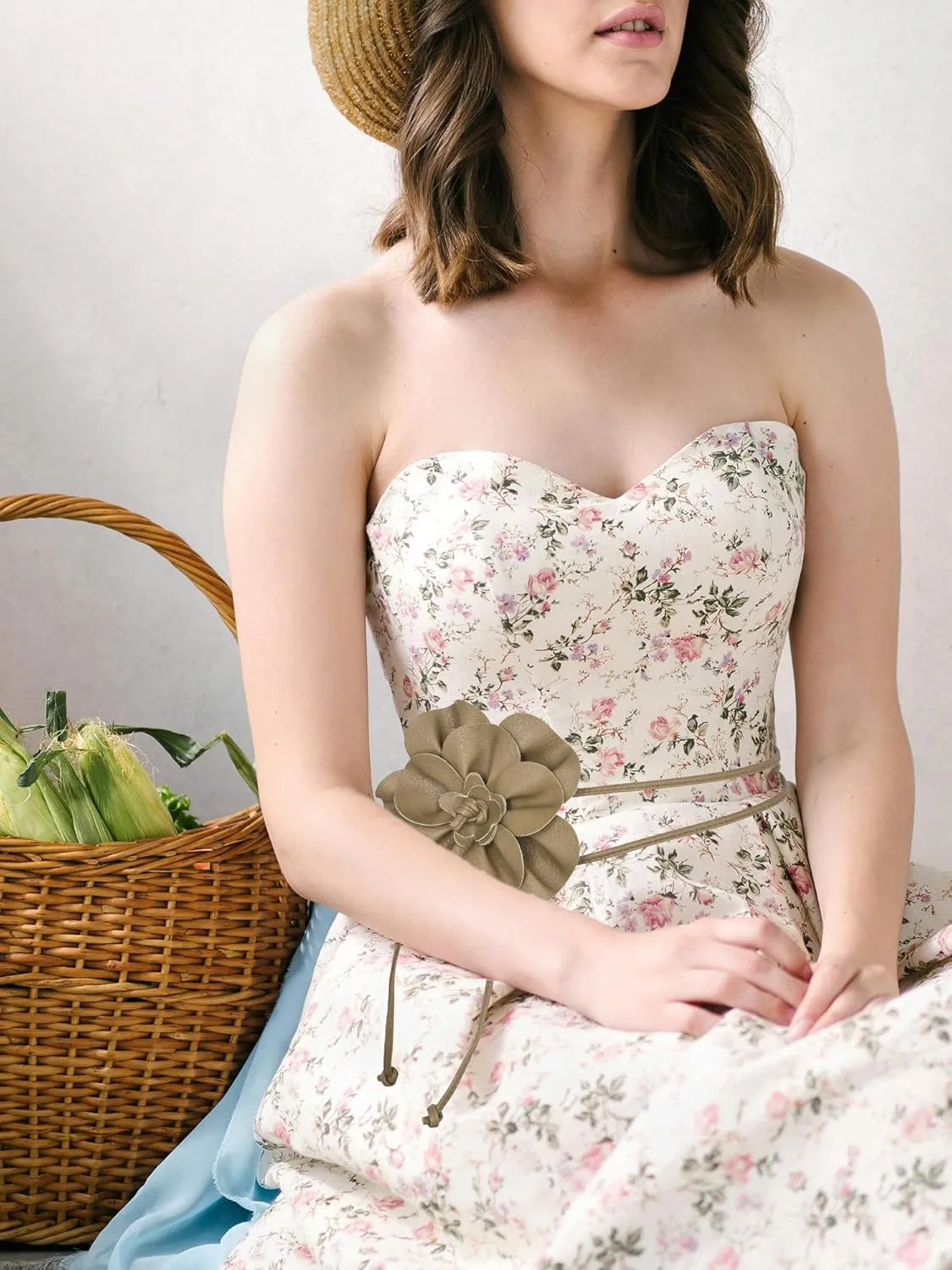 TeeYee Women Girls Big Decor Flower Waist Chain/Rope/Belt For Wedding Dress Female Waistband Skinny Belt
