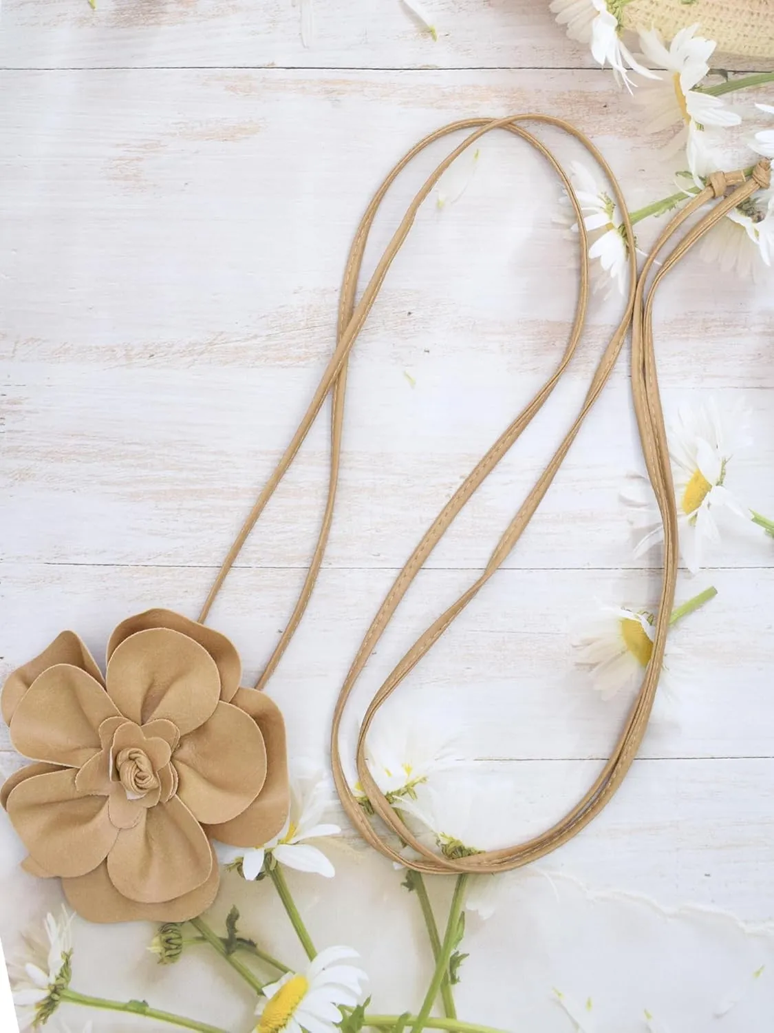 TeeYee Women Girls Big Decor Flower Waist Chain/Rope/Belt For Wedding Dress Female Waistband Skinny Belt