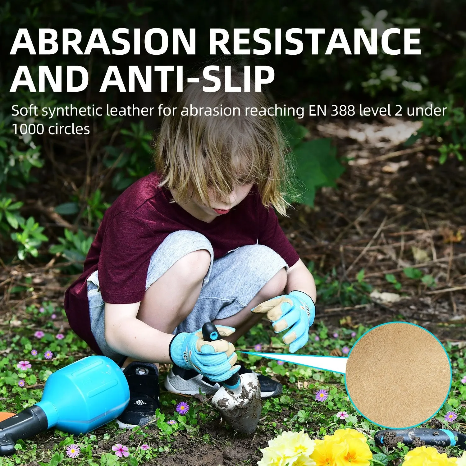 VGO 2 Pairs Age 3-8 Kids Gardening, Lawning, Working Gloves (2 Colors, KID-SL7362)