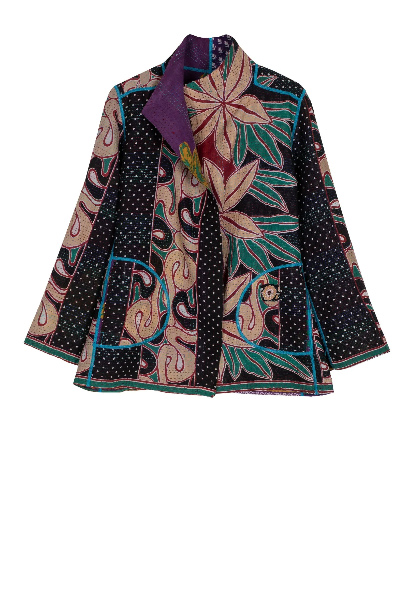 VINTAGE COTTON KANTHA SHORT JKT - cv2007-0066m -
