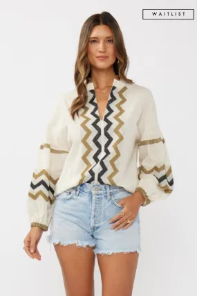 Waitlist 2/26 ♥ Dorothy Long Sleeve Jacquard Top Natural