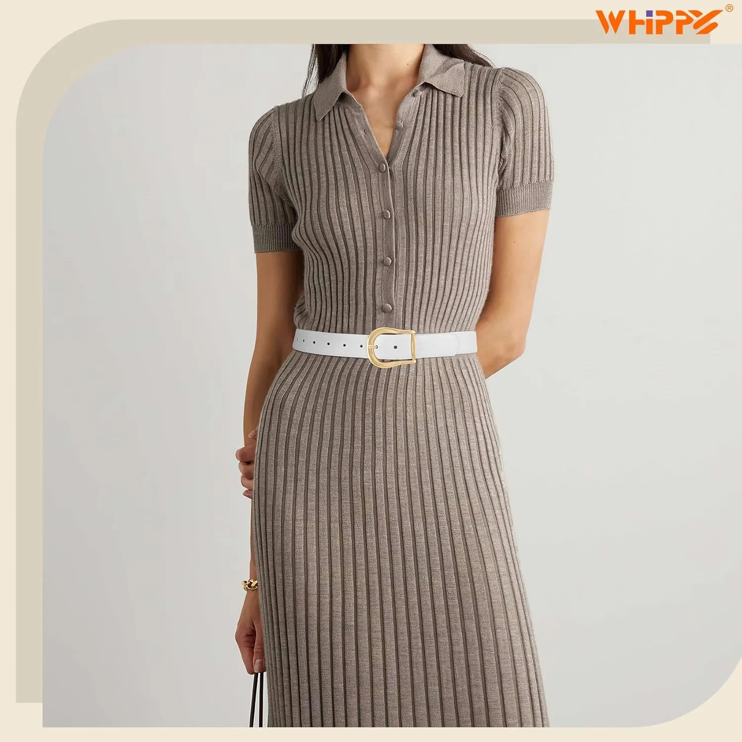 WHIPPY Women's Leather Belt for Jeans Pants Dresses Casual Fashion Waist Belt with Gold Buckle