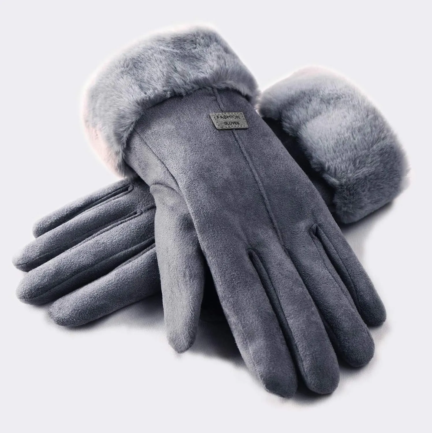Winter Cotton Gloves for Women, Fleece Lined Warm Gloves, Touchscreen Texting Thick Thermal Snow Driving Gloves