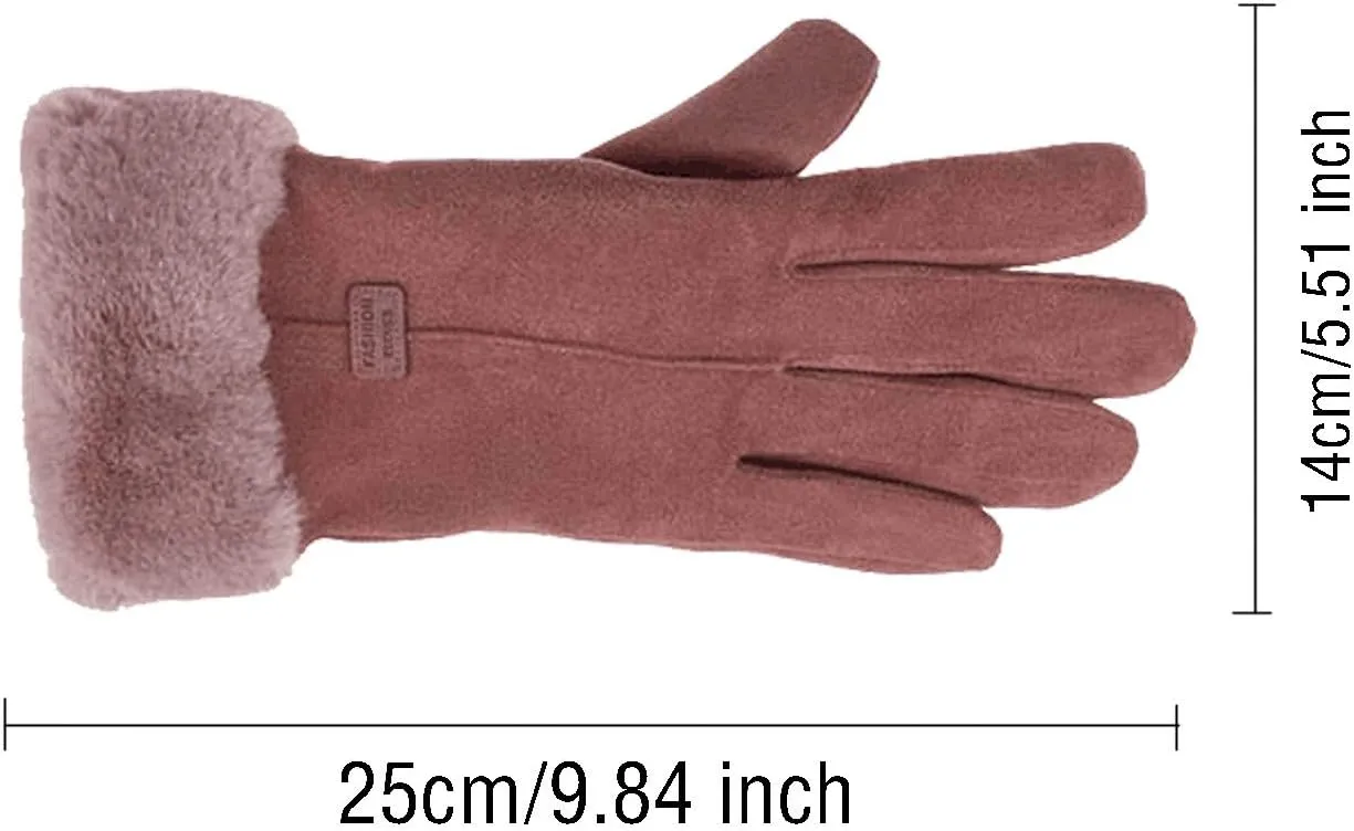 Winter Cotton Gloves for Women, Fleece Lined Warm Gloves, Touchscreen Texting Thick Thermal Snow Driving Gloves