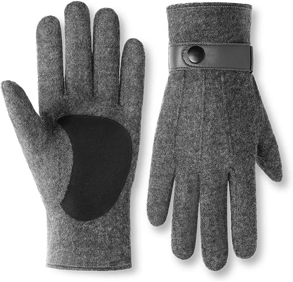 Winter Warm Gloves Men's Outdoor Business Leisure Driving Plus Fleece Windproof Cold Touch Screen Wool Gloves