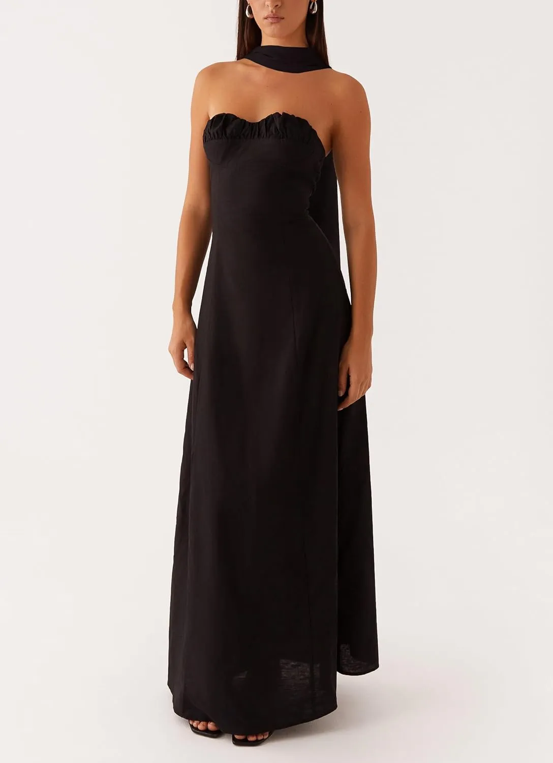 Women Y2k Strapless Floral Tube Maxi Dress with Neck Scarf Backless Mesh Bodycon Long Beach Cocktail Party Sundress