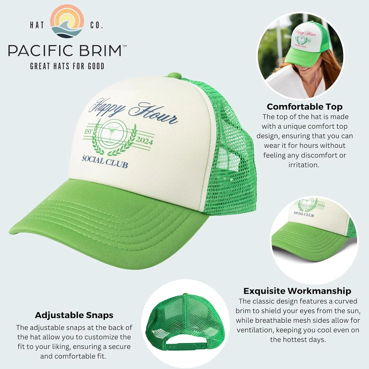 Women's and Men's Adjustable Cap Mesh Side Panels Trucker Hat